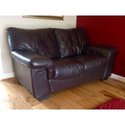 BROWN LEATHER 3 & 2 SEATER SUITE