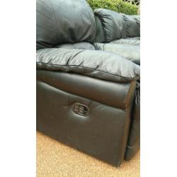 Black leather sofa and chair