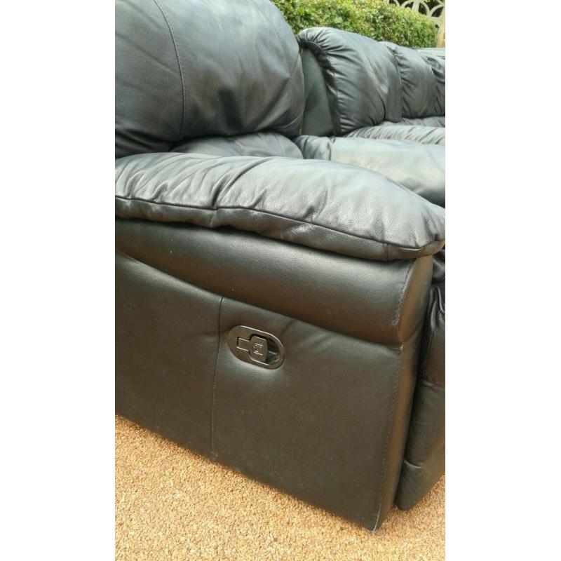 Black leather sofa and chair